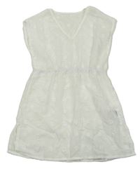 Bílé 3D puntíkaté šifonové plážové šaty SHEIN