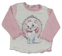 Bílo-růžové triko s kočičkou Marií zn. Disney