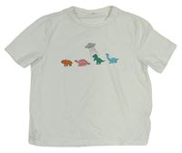 Krémové crop tričko s dinosaury Shein 