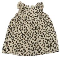 Béžové šaty s leopardím vzorem a volány H&M