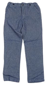 Modré vzorované plátěné kalhoty Pep&Co