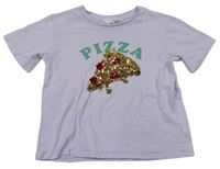 Lila crop tričko s pizzou z flitrů H&M