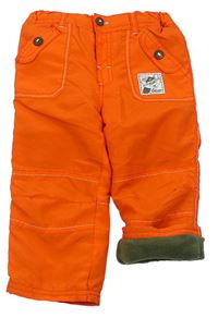 Oranžové šusťákové zateplené kalhoty s liškou Ergee