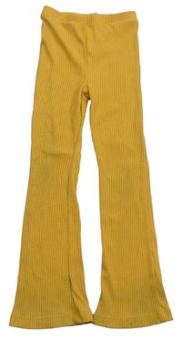 Hořčicové žebrované lehké flare kalhoty Matalan