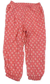 Korálové harémové kalhoty se vzorem Nutmeg