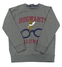 Tmavošedá melírovaná mikina s brýlemi a nápisy a překlápěcími flitry - Harry Potter