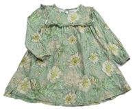 Zelené květované bavlněné šaty s volánky Next