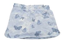 Modrá tepláková sukně s motýlky a všitými kraťasy 