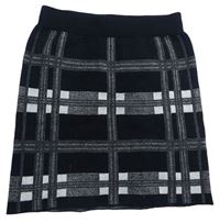 Černo-bílá kostkovaná třpytivá pletená sukně Primark
