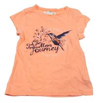 Neonově oranžové tričko s ptáčkem H&M