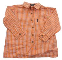 Oranžovo-tmaovmodro-bílá kostkovaná košile H&M