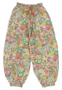 Smetanové plátěné turecké kalhoty s květy Mini Boden