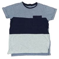 Modro-tmavomodro-bílé melírované tričko s kapsou George