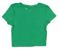 Zelené žebrované crop tričko 