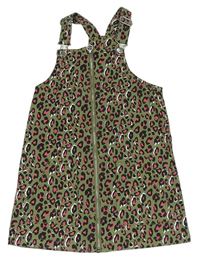 Khaki riflové propínací šaty s leopardím vzorem Matalan