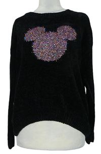 Dámský černý žinylkový svetr s Mickeym zn. Disney 