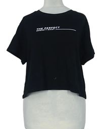 Dámské černé crop tričko s nápisem Primark 