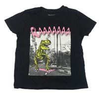 Černé tričko s dinosaurem s nápisem Primark