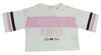 Bílo-růžové crop tričko s nápisem H&M