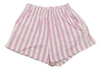Bílo-růžové pruhované pyžamové kraťasy H&M