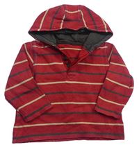 Červeno-pískovo-hnědé pruhované polo triko s kapucí M&S