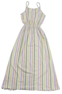Smetanovo-barevné pruhované bavlněné šaty H&M