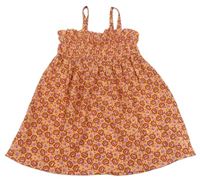 Lososovo-oranžové květované šaty Primark