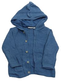 Modrý propínací svetr s kapucí Lupilu 