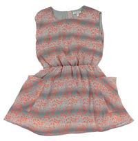 Šedo-růžové šifonové šaty s leopardím vzorem M&S