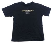 Černé tričko se zlatými nápisy Zara 