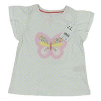 Bílé tričko s motýlkem a puntíky Mothercare