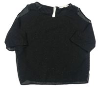 Černé puntíkované šifonové tričko H&M