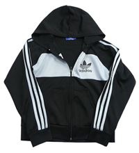 Černo-šedá sportovní propínací mikina s kapucí - Adidas