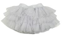 Bílá třpytivá vrstvená tylová sukně 