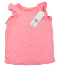 Neonvoě růžové tričko s volánky F&F