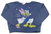 Tmavomodrá melírovaná oversize mikina s Daisy a Donaldem Disney