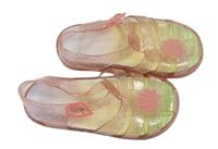 Světlerůžové třpytivé gumové boty do vody s mušlemi Primark vel. 27