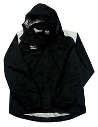 Černo-bílá šusťáková nepromokavá funkční bunda s ukrývací kapucí Sondico
