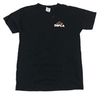 Černé tričko s nápisem a zvířátky FRUIT of the LOOM