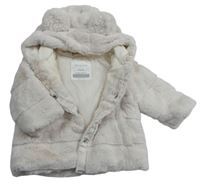 Smetanový chlupatý lehce zateplený kabátek s kapucí Primark
