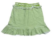 Zeleno-bílá pruhovaná bavlněná sukně s volánky Kuku