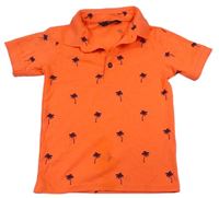 Křiklavě oranžové melírované polo tričko s palmami George