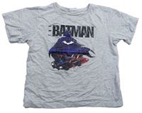 Šedé melírované tričko s Batman a batmobilem