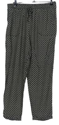Dámské černo-smetanové vzorované volné kalhoty Primark 