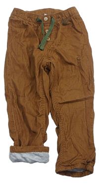 Hnědé manšestrové podšité kalhoty Ergee