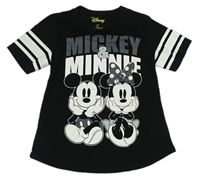 Černé oversize tričko s Mickeym a Minnie Disney