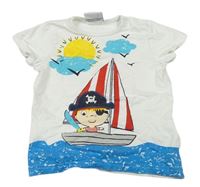 Bílo-modré tričko s pirátem Topomini