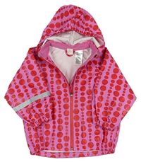 Růžovo-červená puntíkatá nepromokavá bunda s kapucí zn. H&M