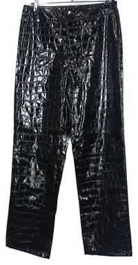 Dámské černé vzorované potažené volné kalhoty Shein 