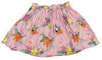 Světlerůžová květovaná sukně s tukany H&M